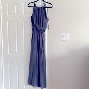 High-Neck Chiffon Column Dress